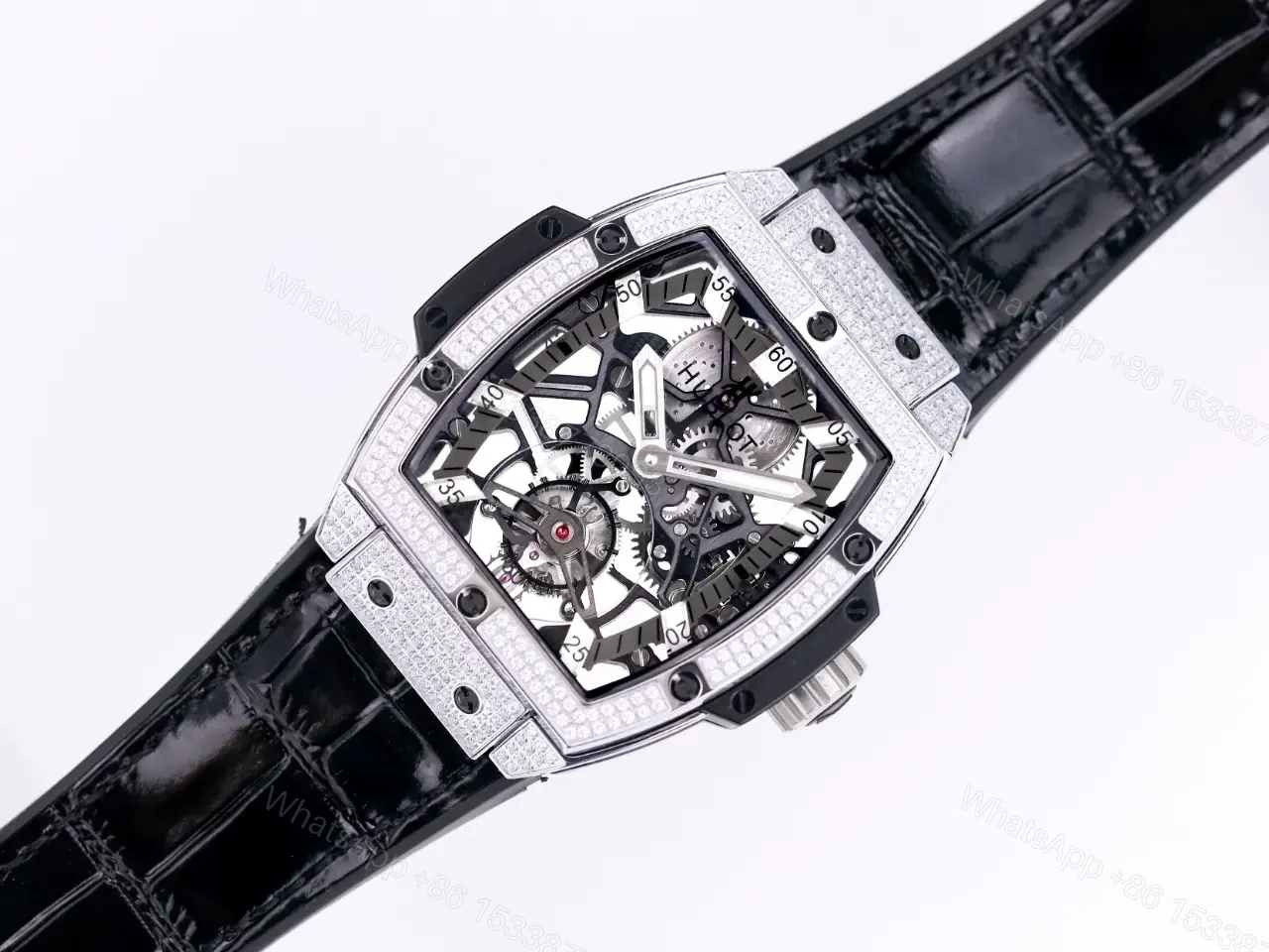 View 8 of Hublot Masterpiece Series 906 Tourbillon Watch Custom HUB 9006 Manual Wind Movement 18K Rose Gold/Platinum Plated Stainless Steel Case