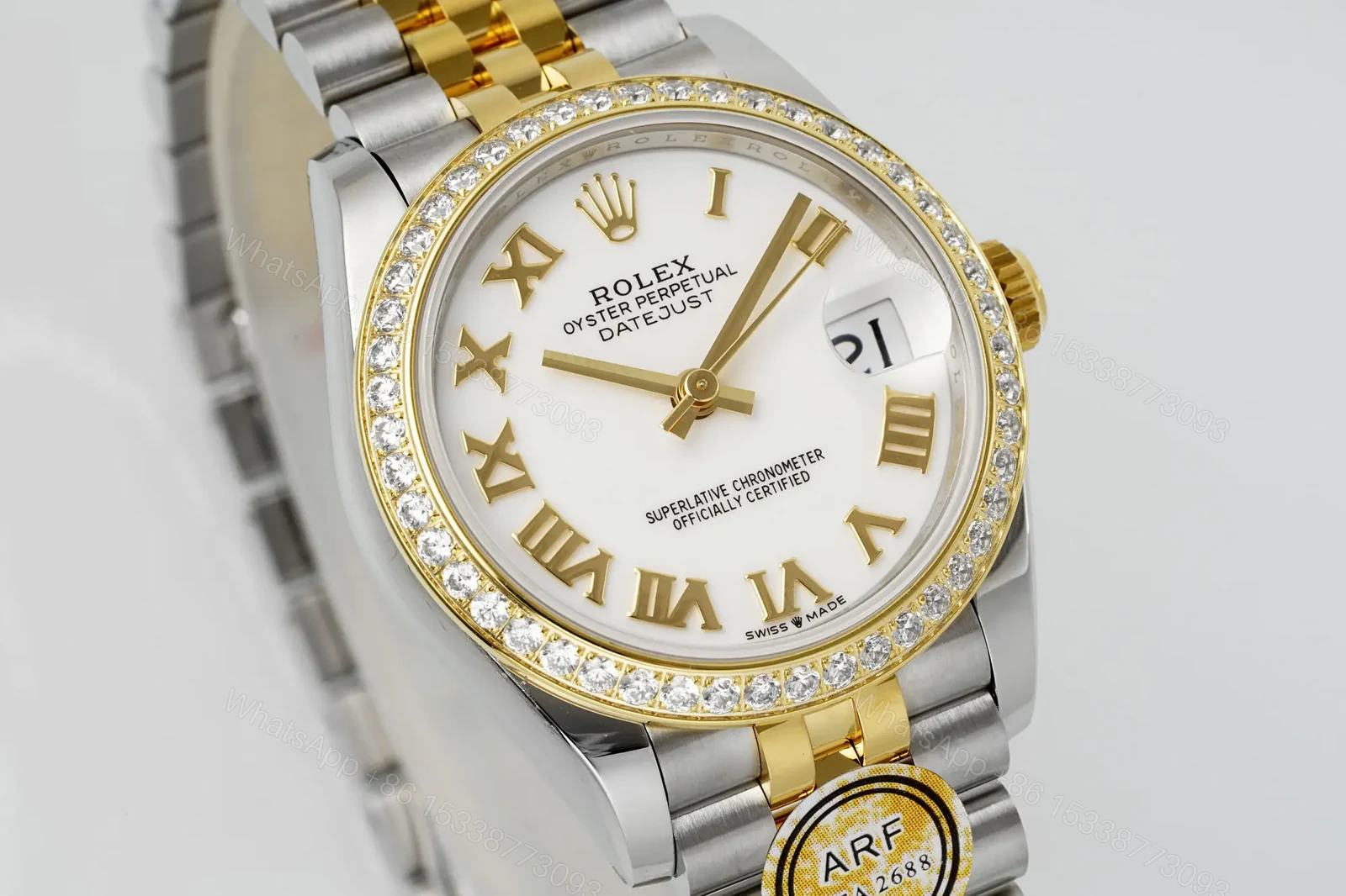 View 3 of Rolex Datejust 31 Rolesor Yellow Diamond Jubilee White Roman Dial 178383-0012