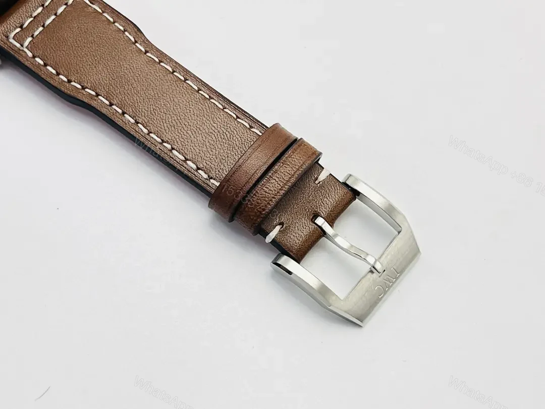 View 9 of IWC Brown Strap Pilot Chronograph Black Blue Dial Ultimate 43MM IWC-PILOT-CHR-BLBK43