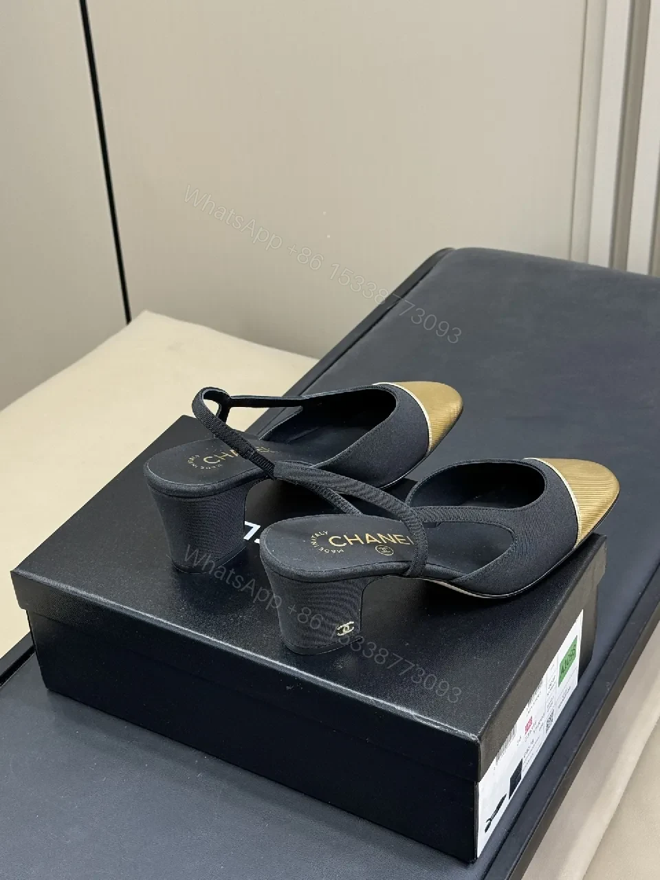 View 6 of Gold Cap-Toe Knit Slingback Slides: Luxe Comfort