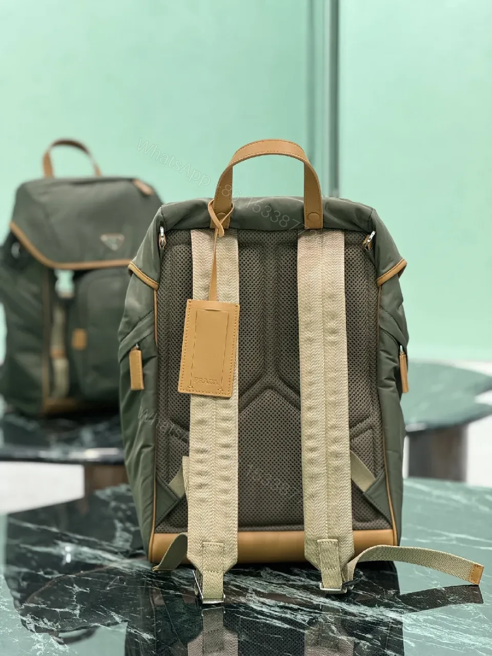 View 5 of All-Season Luxe Utility Backpack: Sleek, Durable Leather-Trim Nylon