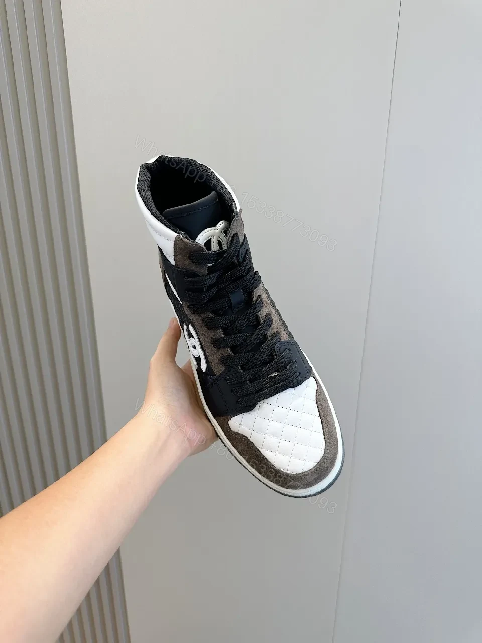 View 8 of Textured Luxe High-Top Sneaker: Bold Logo, Cushioned Comfort