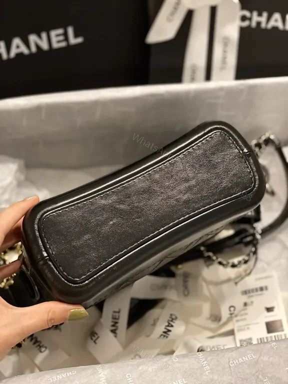 View 5 of Chanel-Inspired Quilted Leather Crossbody with Gold Hardware