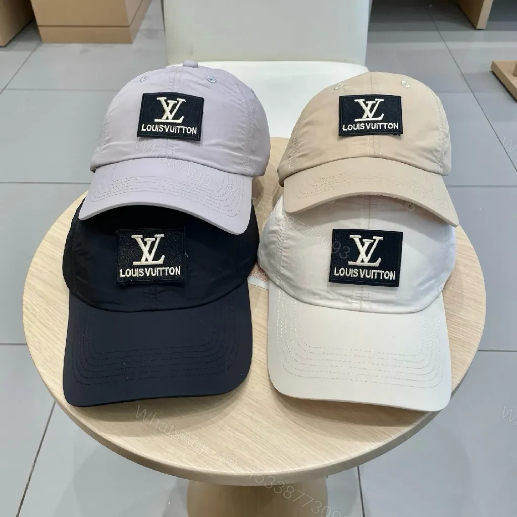 View 7 of Compact Black Cap with Subtle LV Patch, Six-Panel, Adjustable Strap