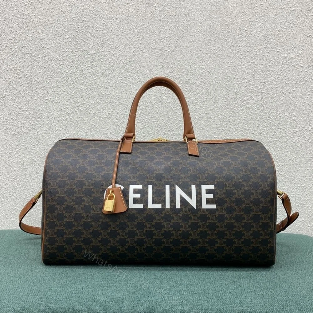 View 2 of CELINE LARGE TRAVEL BAG IN TRIOMPHE CANVAS TAN 50CM 191472CYX 04LU