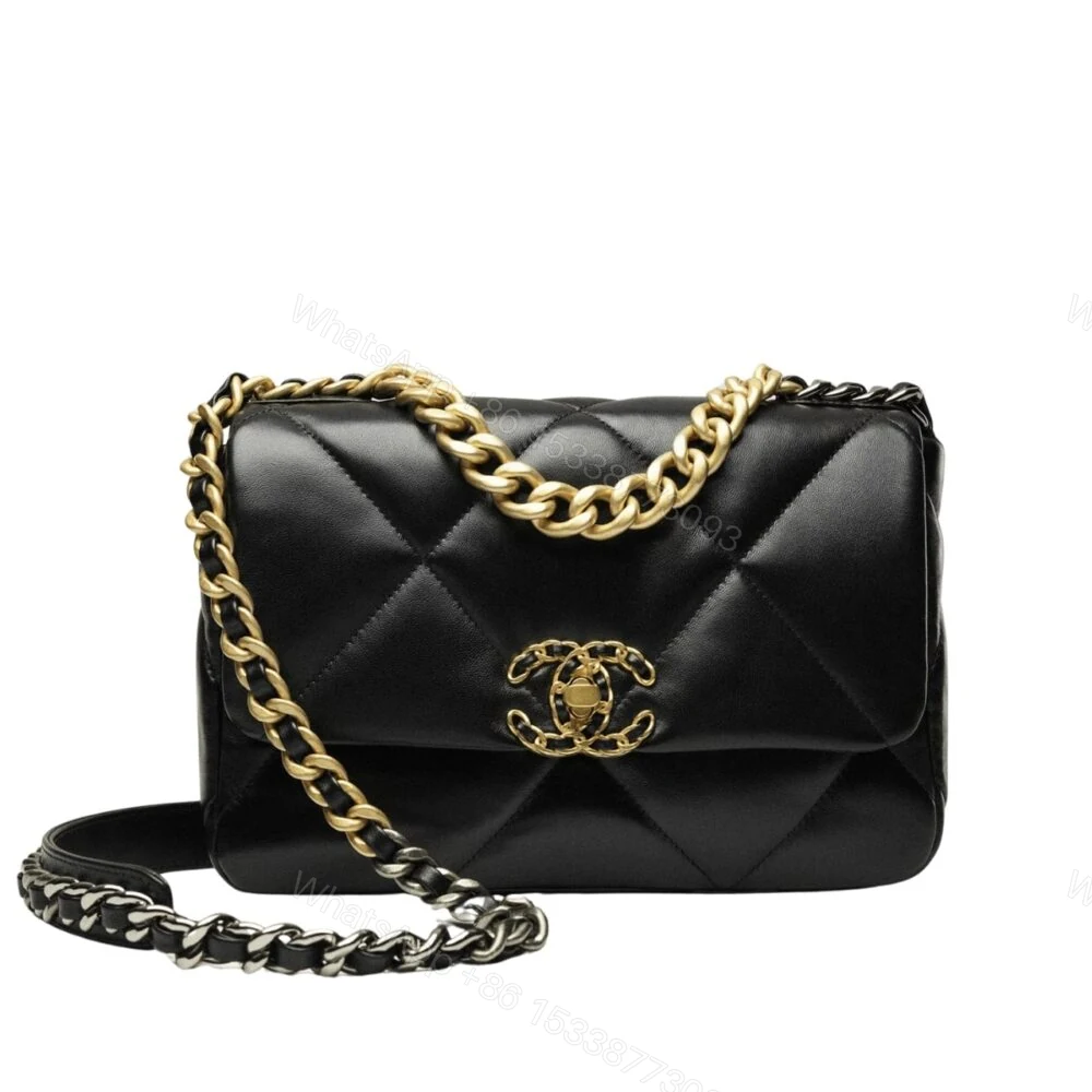 Chanel 19 Flap Bag Shiny Gold And Silver Tone Black 26Cm AS1160 B04852 94305 — view 1