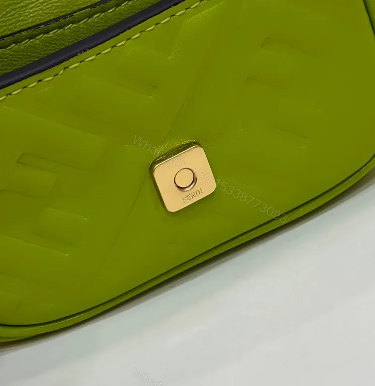 View 4 of Vivid Green Fendi Mini Bag: Bold Texture, Gold Detailing