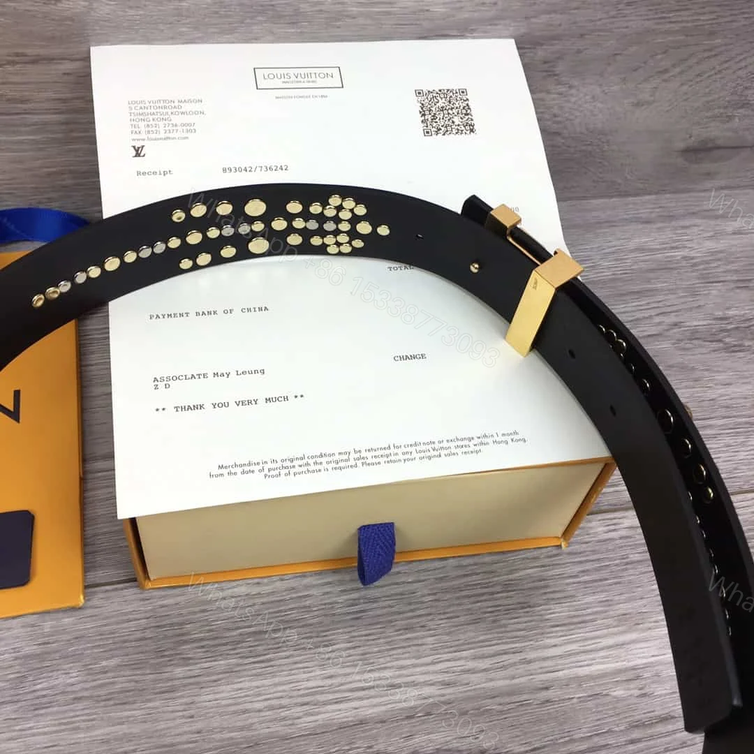 View 6 of LOUIS VUITTON CALF LEATHER LV ICONIC 35MM BELT – B122