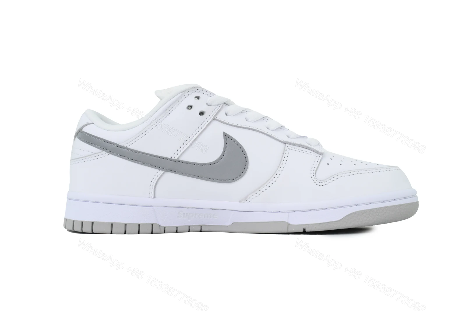 Nike Supreme x Dunk Low SB 'White Metallic Silver' HQ8487-100 — view 2