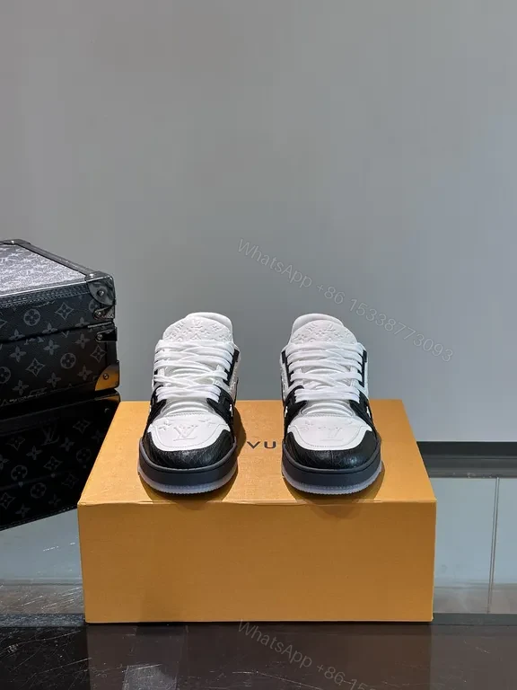 View 3 of Bold Contrast Leather Sneakers: Sculpted Comfort, Black & White