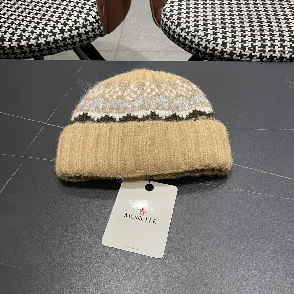 View 11 of Textured Knit Beanie: Luxury Moncler Badge Warmth Cap