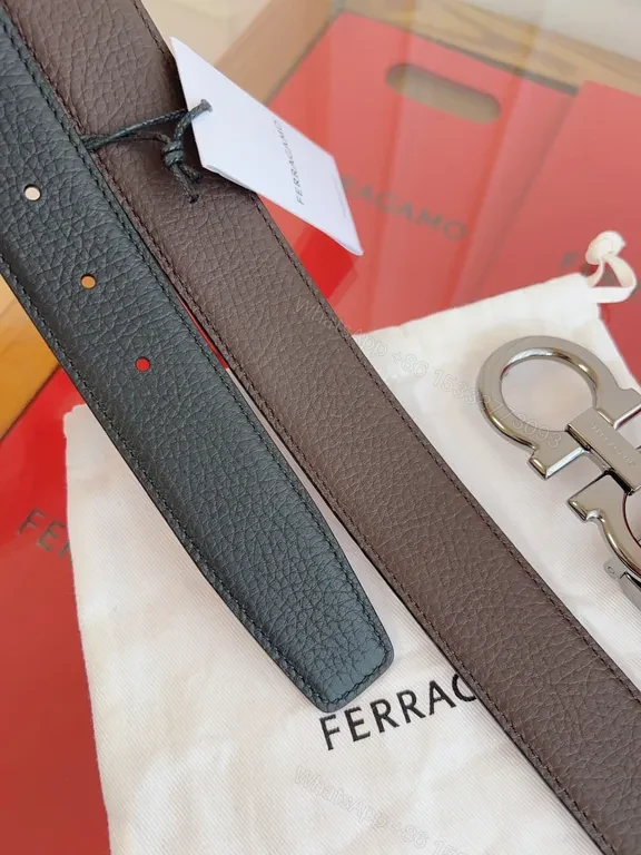 View 7 of Bold Leather Belt with Interlocking Hardware
