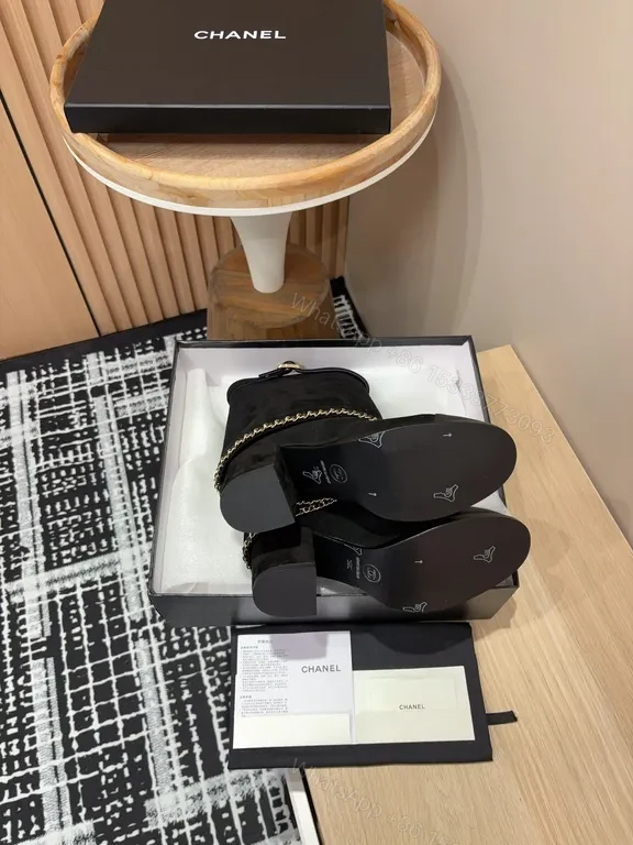 View 5 of Chanel-Inspired Black Ankle Boots: Sculpted Comfort & Style