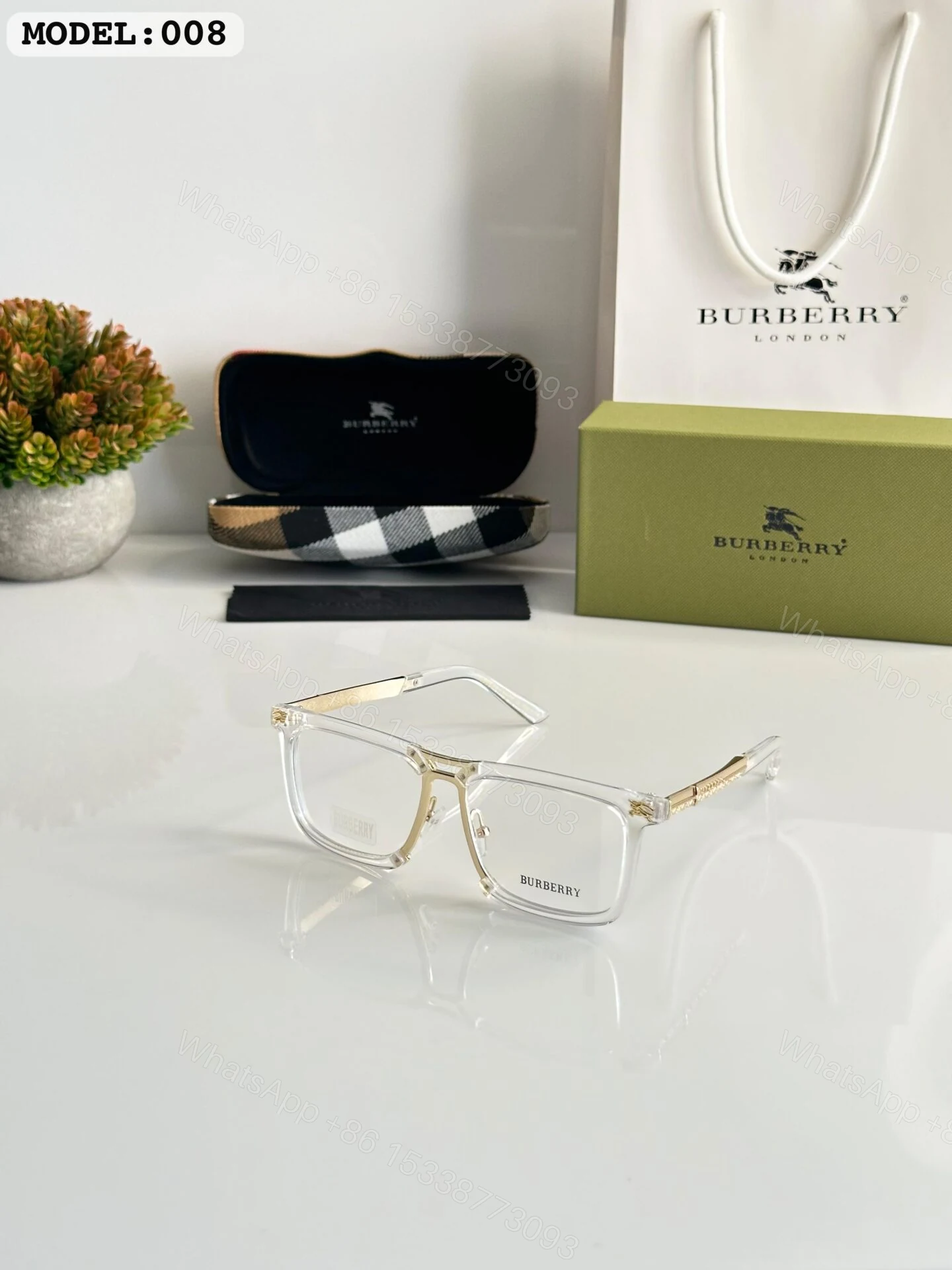 Burberry 008 Transparent Plastic Square Glasses — view 1