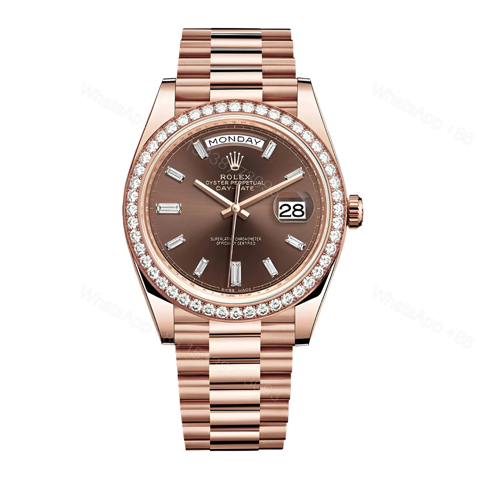 Rolex Day-Date 228345RBR Chocolate Dial Diamond Bezel Replica — view 1
