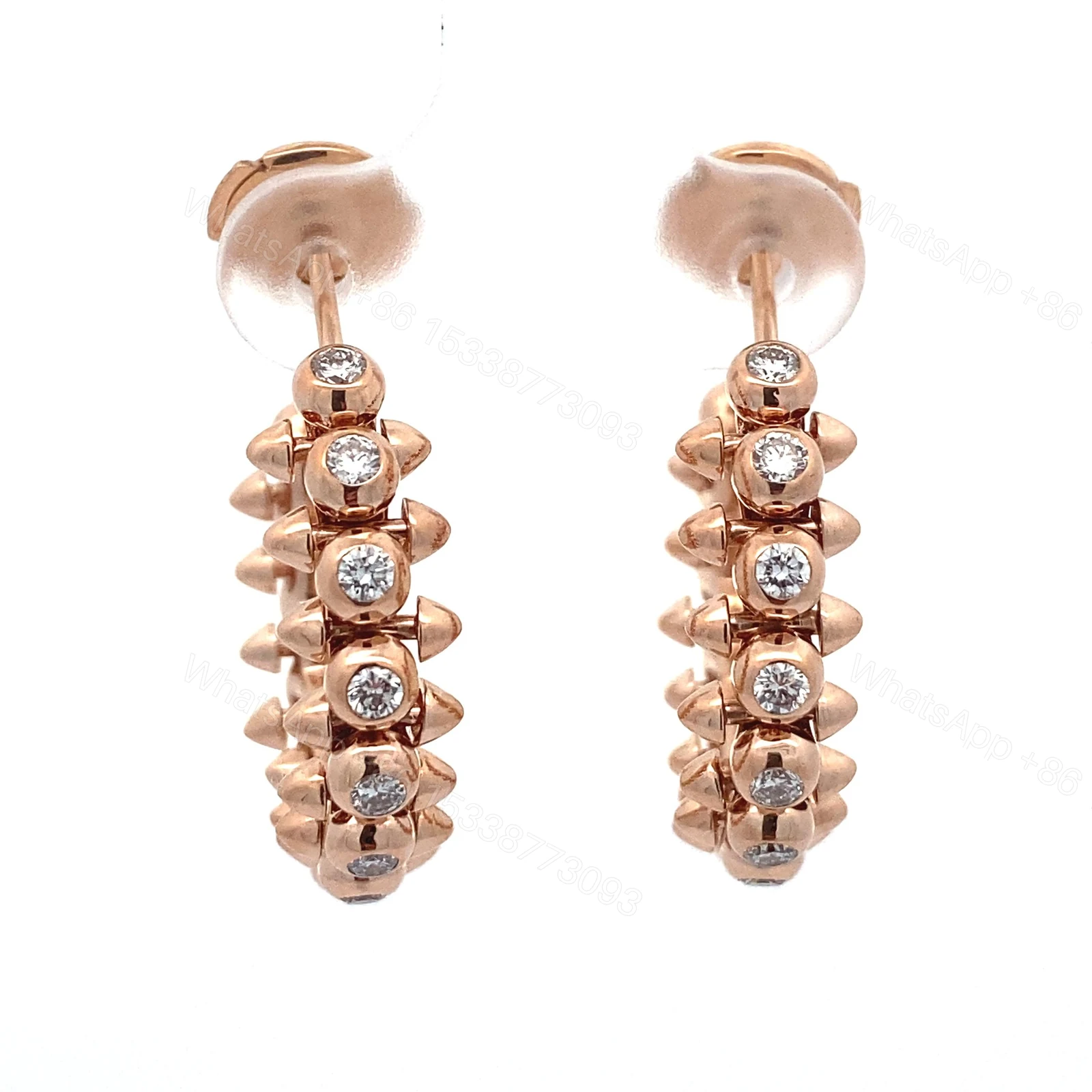 18K Clash De Cartier Rose Gold Diamond Hoop Earrings — view 1