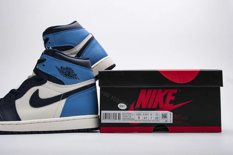 View 8 of Air Jordan 1 Retro High Obsidian UNC 555088-140