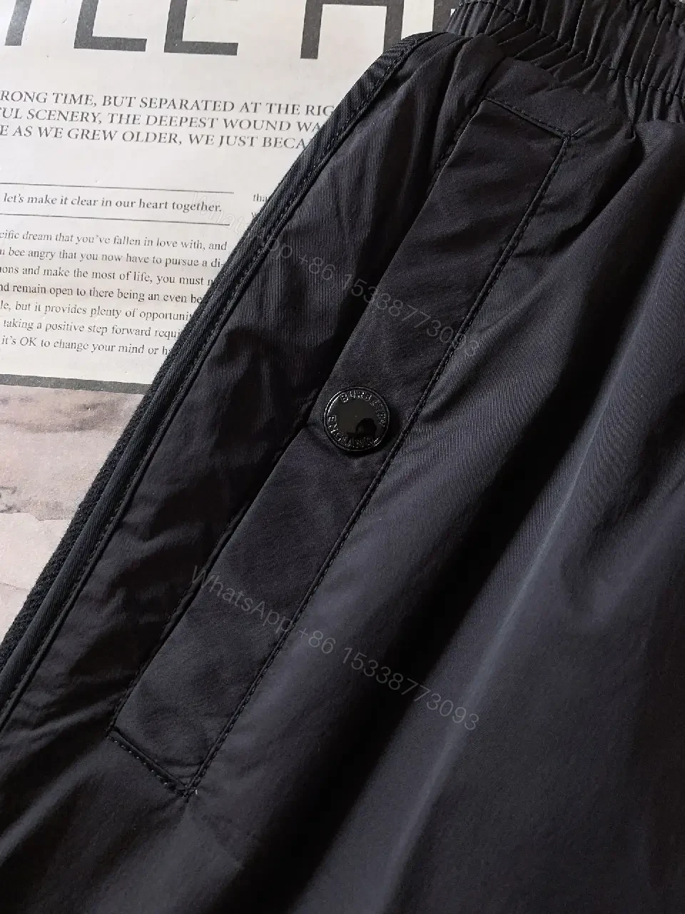 View 2 of Black Nylon Drawstring Shorts - Burberry Style Utility Short