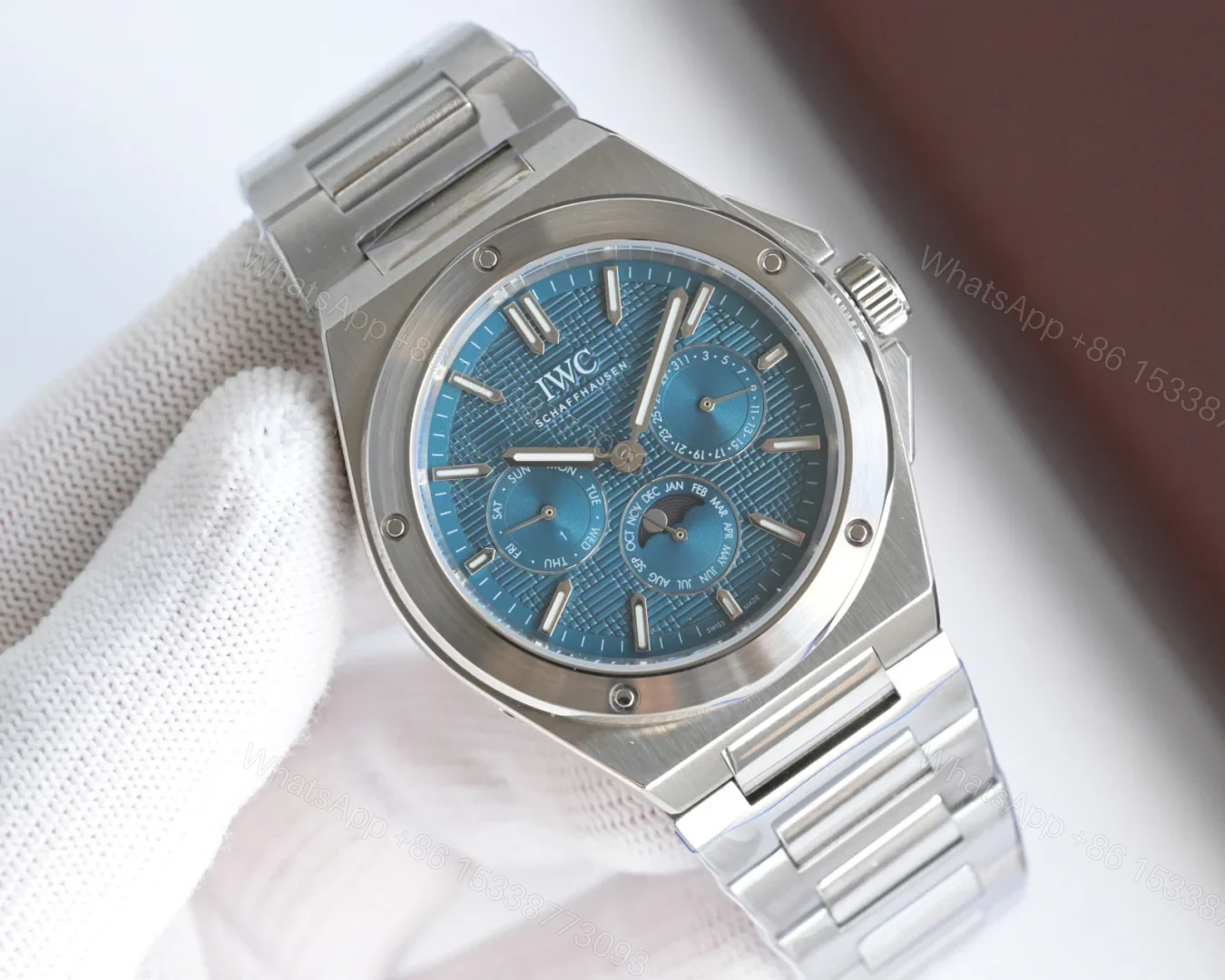 View 2 of IWC Ingenieur Perpetual Calendar Stainless Steel Blue Dial IW3449-03
