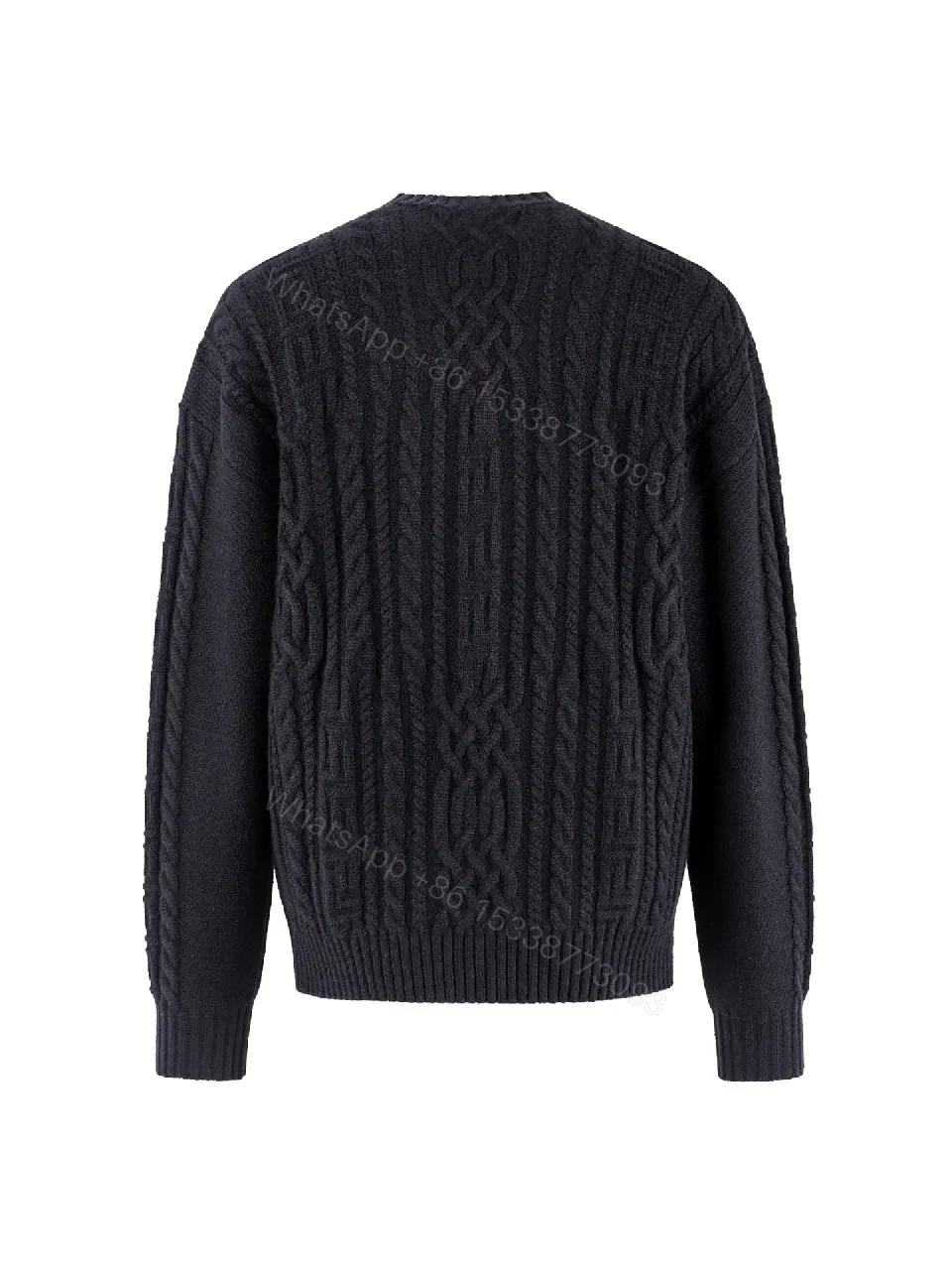 View 7 of Black + Knit + Modern + Medusa texture + Crewneck Sweater