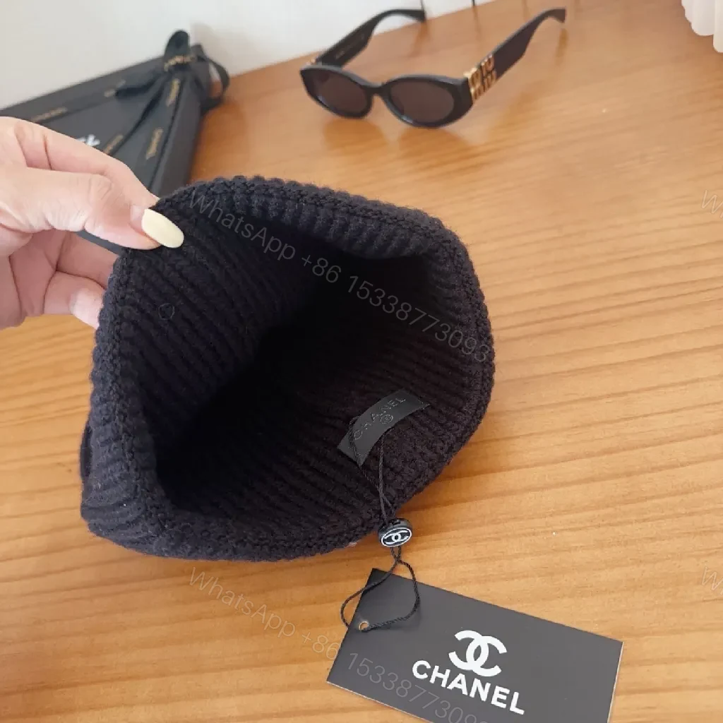 View 5 of Chic Knit Beanie in Black Knit with Luxe Logo Style