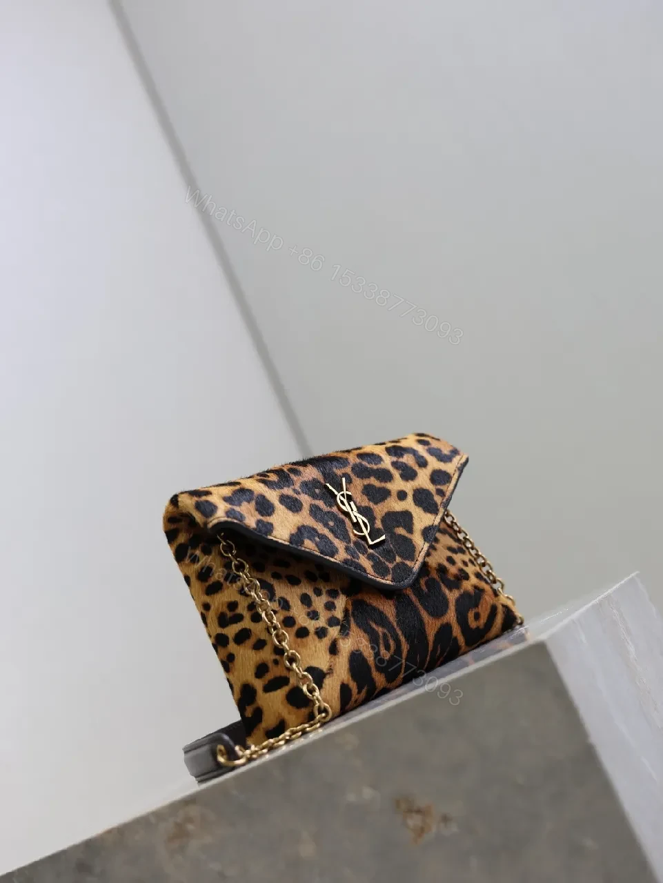 View 5 of Leopard Print Luxe Clutch with Gold Chain