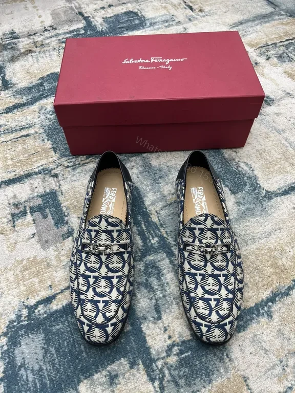 View 2 of Navy Monogram Gancini Loafers: Premium Italian Luxury Shoes