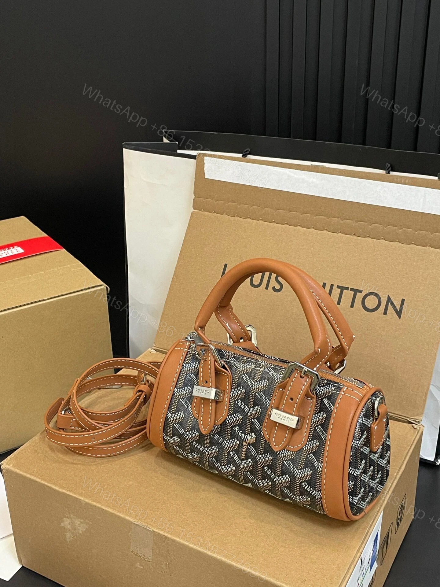View 2 of GOYARD GOYARDINE CROISIERE MINI BLACK TAN 19CM