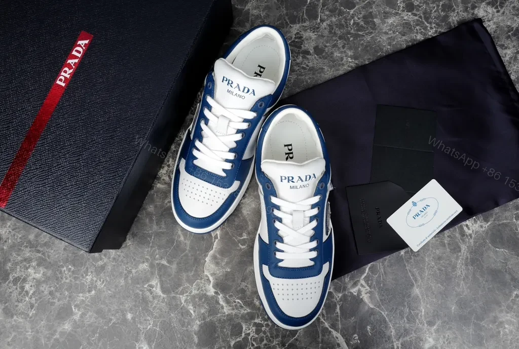 View 2 of Blue-White Prada Low-Tops: Contemporary Luxury Sneakers