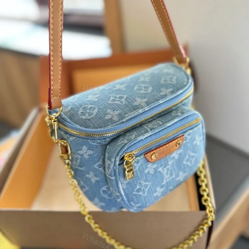 View 2 of Louis Vuitton Mini Bumbag Monogram Denim Sky Blue 17Cm M83353