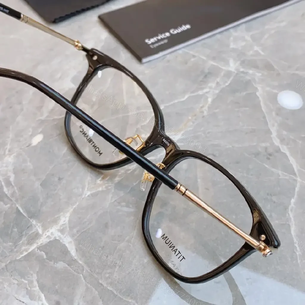 View 8 of Bold Titanium Glasses: Black & Gold, Modern Round-Square Frame