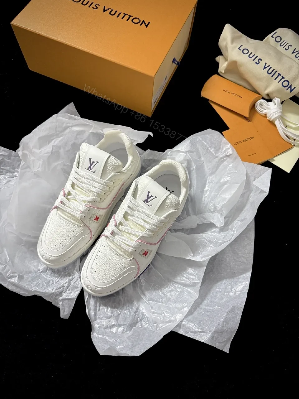 View 7 of Ivory Knit Luxe Sneakers: Subtle LV Style, All-Day Comfort