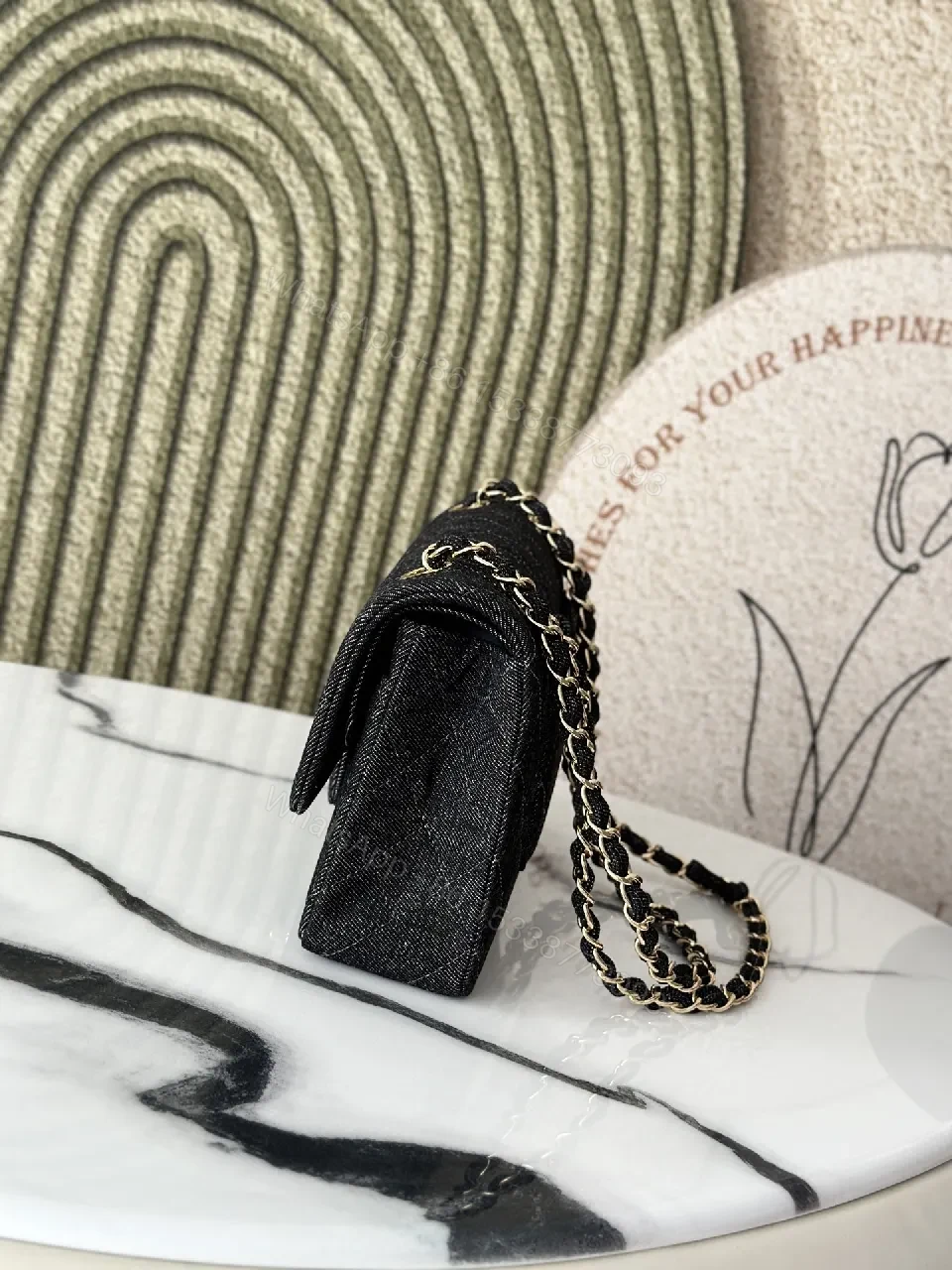 View 8 of Quilted Leather Crossbody Bag with Gold Hardware