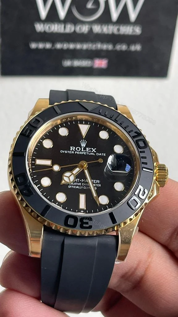 View 3 of CLEAN FACTORY 1:1 Rolex Yacht-Master 42mm 226658 YG Black Dial on Rubber Strap VR3235