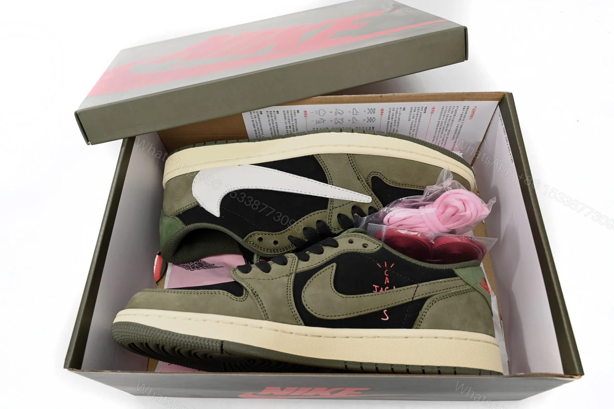 View 8 of Travis Scott x Air Jordan 1 Low Green Barb CQ4277-200
