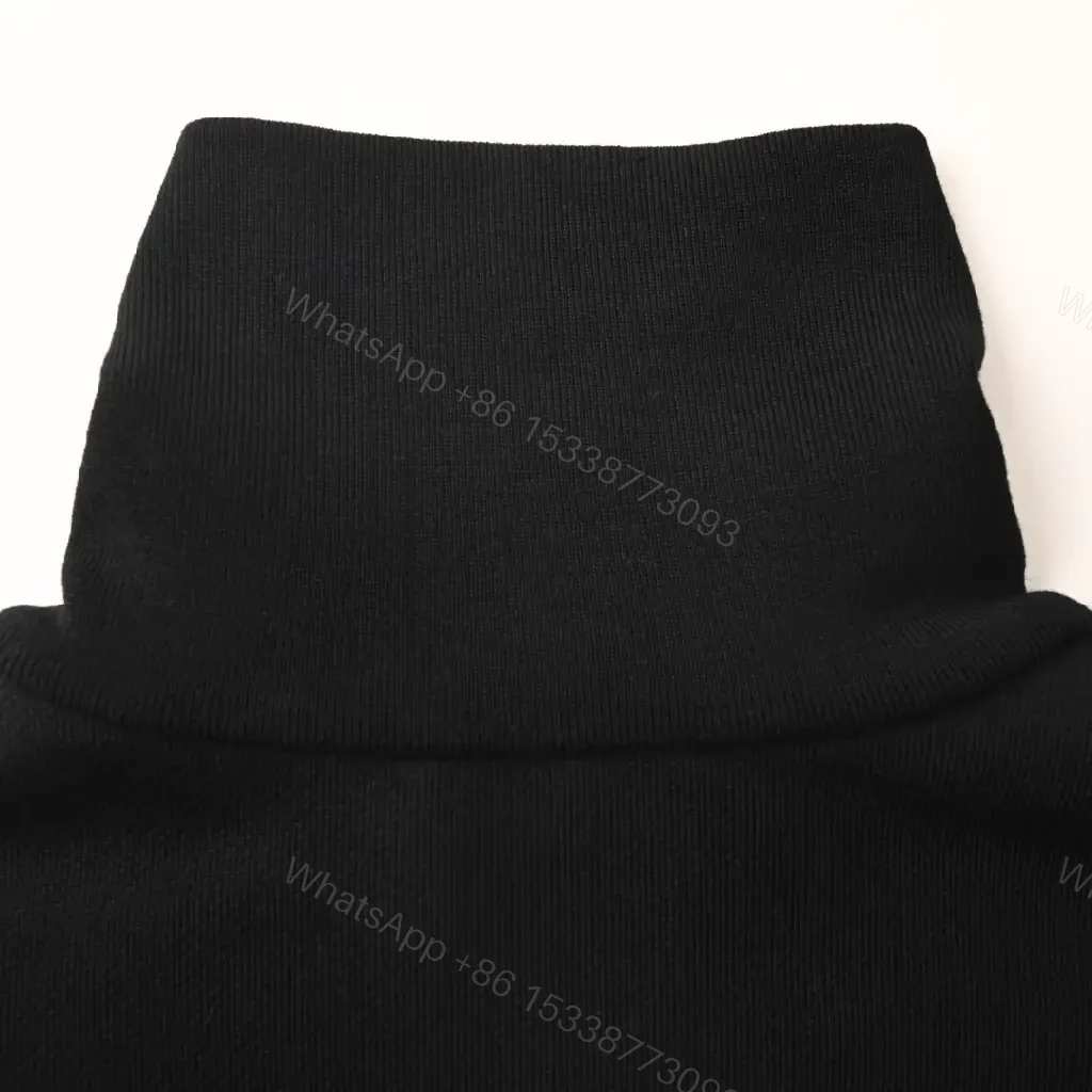 View 6 of Cozy Luxe Half-Zip Sweatshirt with Check Collar, Black, Premium Fleece, Modern