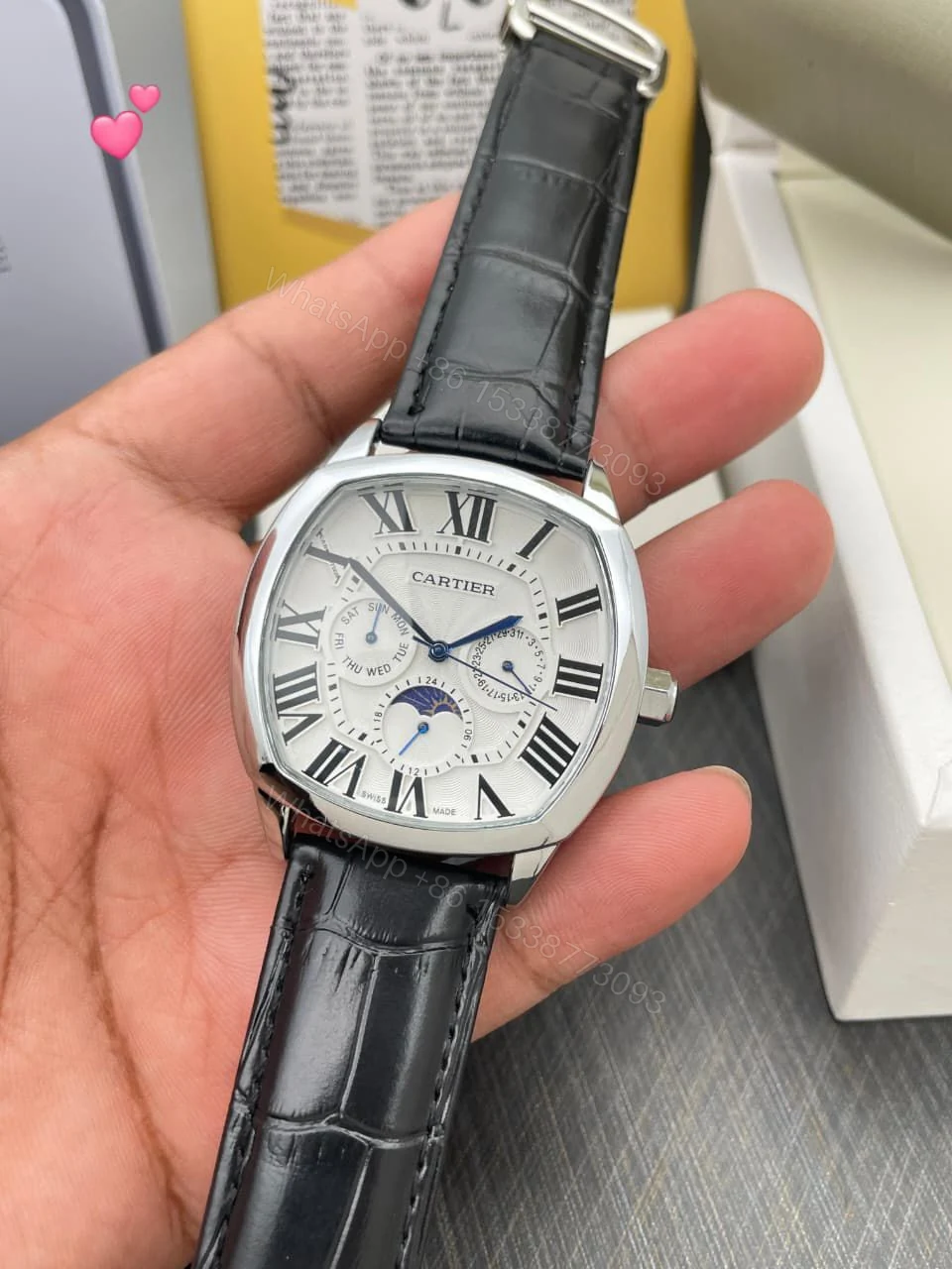 View 2 of FIRST COPY Cartier Lethar belt watch for men