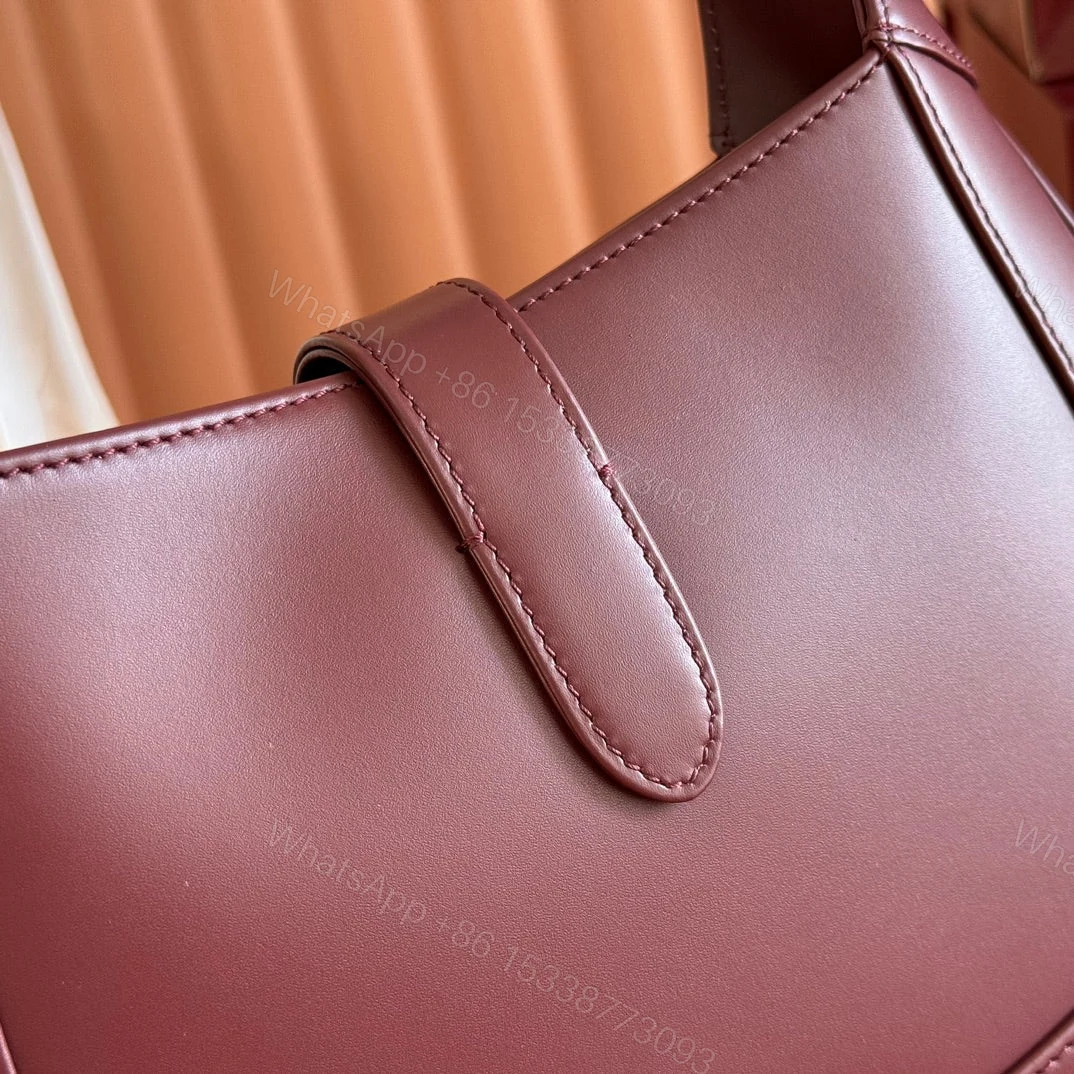 View 6 of JACKIE SMALL SHOULDER BAG 27 IN BURGUNDY RED CALFSKIN GOLD HARDWARE