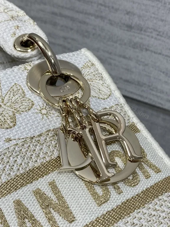 View 2 of Pale Ivory Leather Mini Bag with Gold Hardware - Dior-Inspired Style