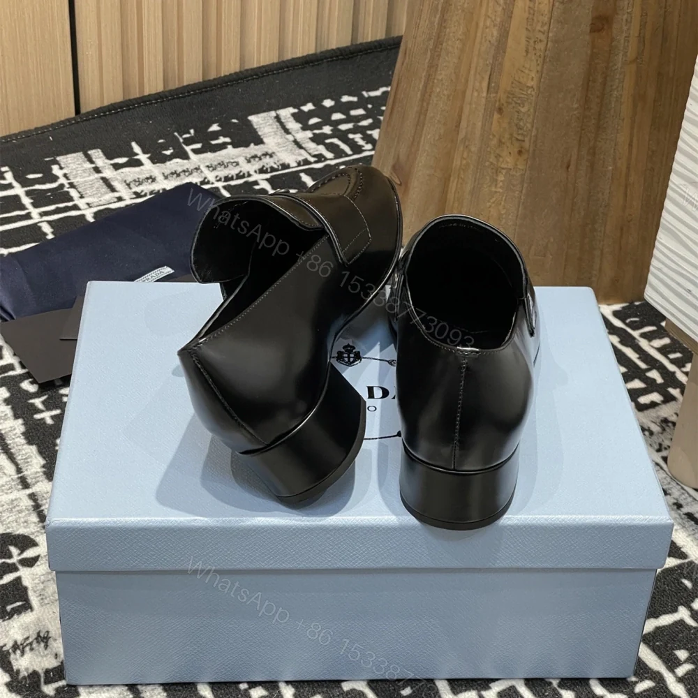 View 9 of 高仿Prada*1D831A方頭套腳樂福鞋3.5CM小牛皮黑色免檢版