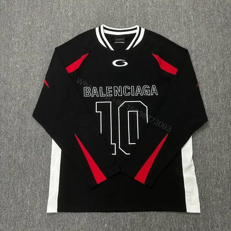 Black Jersey + Premium Knit + Street Luxe + Bold BALENCIAGA-style Graphic + Jersey Top — view 1