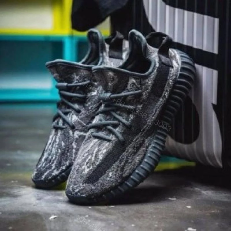 View 5 of First Copy Adidas Yeezy Boost 350 V2 Marble Black Men’s Sneakers