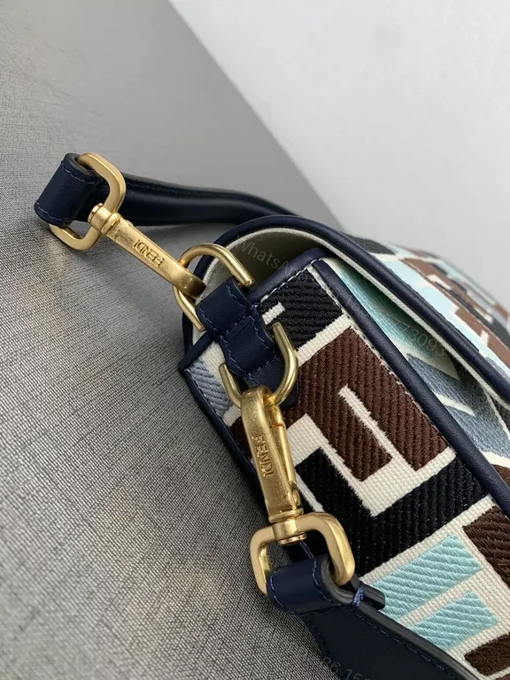 View 9 of Chic Pattern-Block Mini Bag with Luxe Emblem