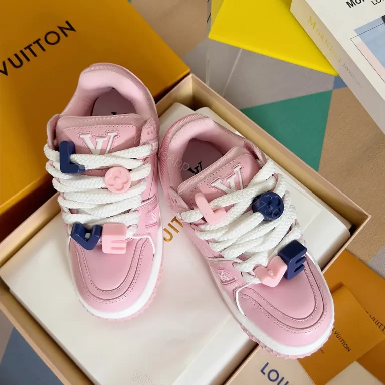View 8 of Pink Luxe Louis-Inspired Sneaker: Sculpted Comfort, High-Top