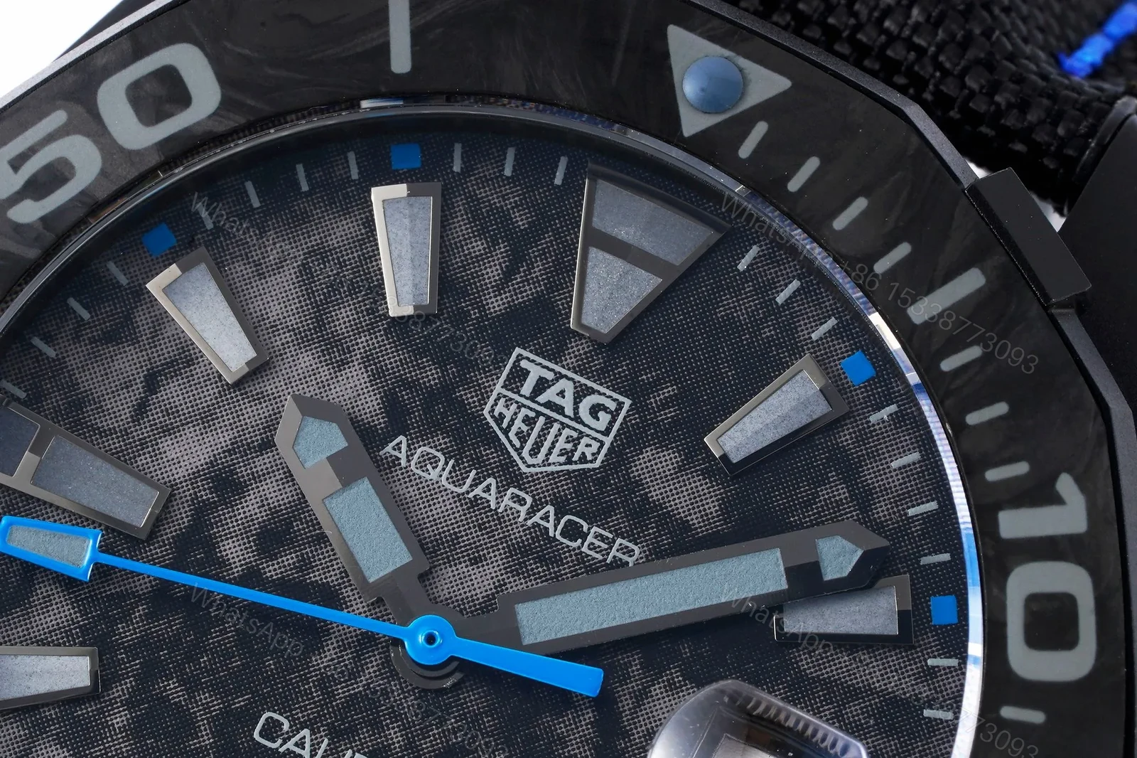 View 6 of V6 Factory TAG Heuer Super Series Black Dial Blue Stitching Strap Watch – Elegant Casual, Unique, and Dynamic