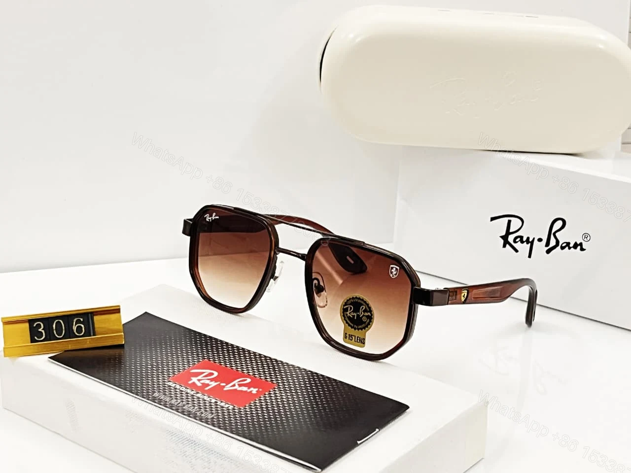 View 2 of Ray-Ban Flat-Top Sunglasses Black-Grey