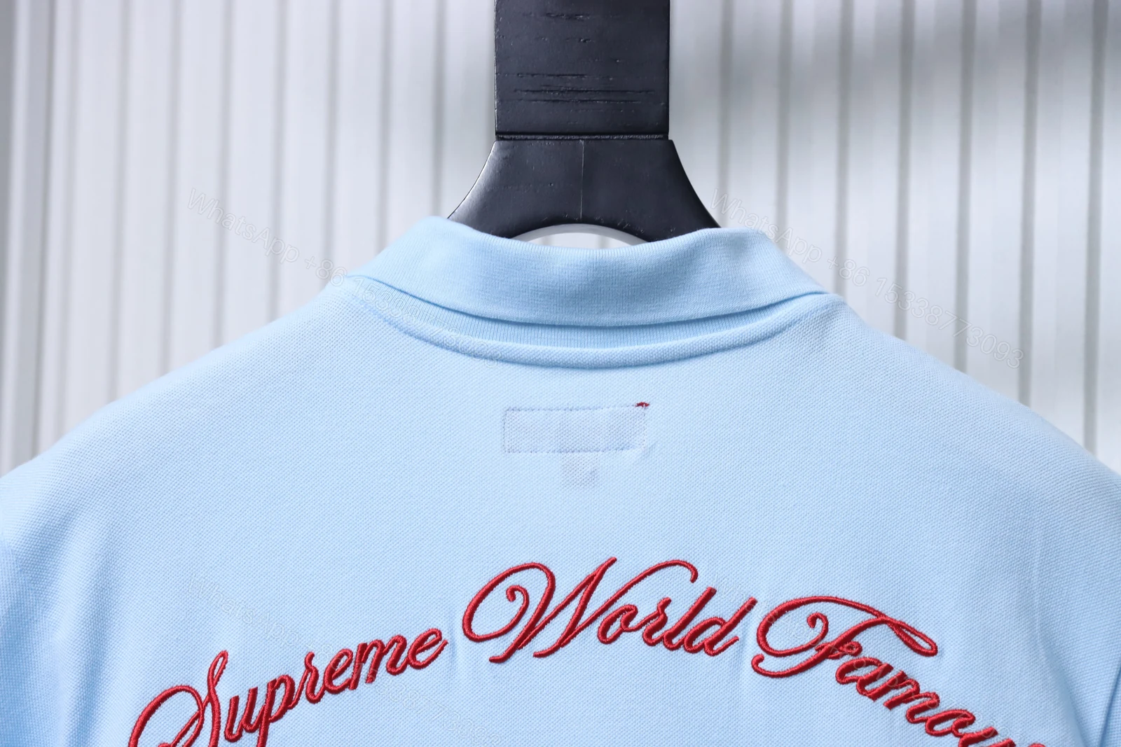 View 3 of Supreme 25SS No.7 Script Embroidered Short-Sleeve Polo Shirt Blue