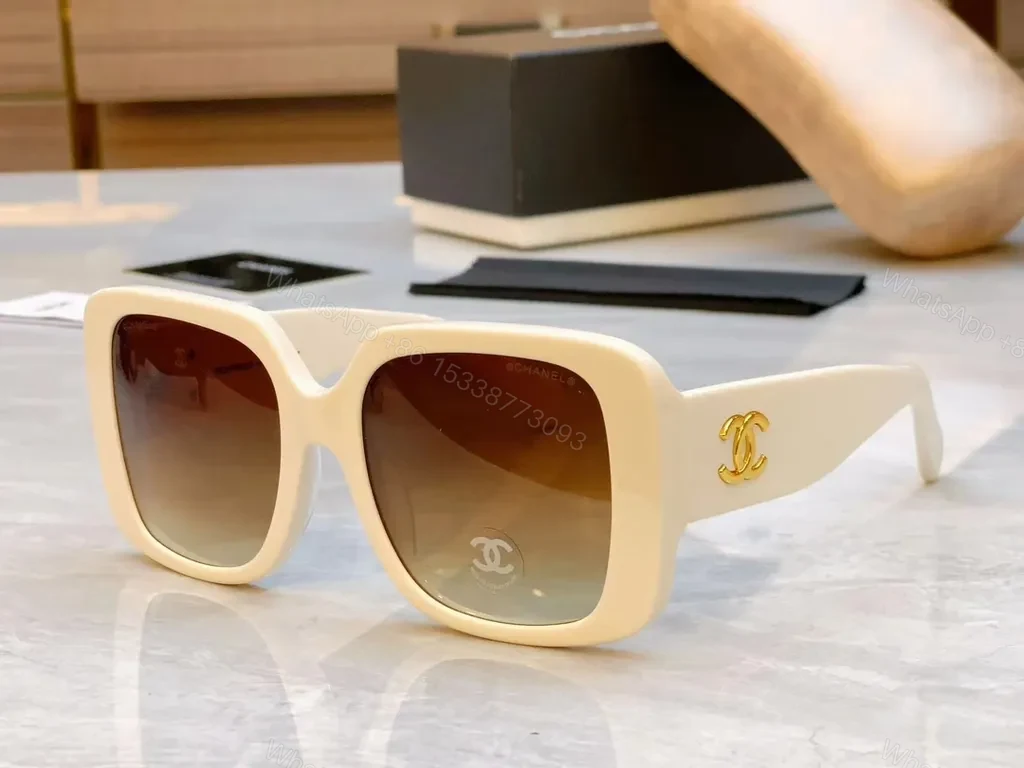 View 2 of Oversized Square Sunglasses - Black Acetate, Gold Logo, UV400 Protection