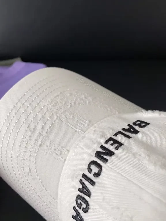 View 8 of Iconic White Balenciaga Logo Cap: Premium Cotton Twill Cap