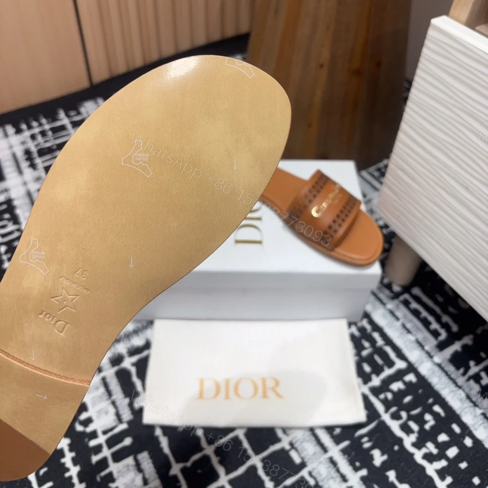 View 6 of 高仿Dior*D-Lane系列KCO157圓頭套腳一字拖鞋棕色免檢版